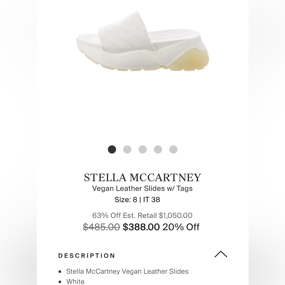 Stella McCartney Vegan Leather Slides - size 37/7